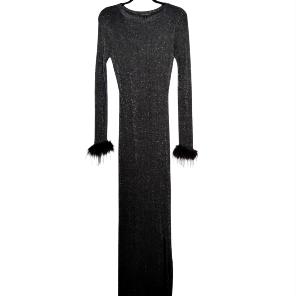 NWOT SAY WHAT  Elegant Black Sparkling Long Sleeve Maxi Dress Size M